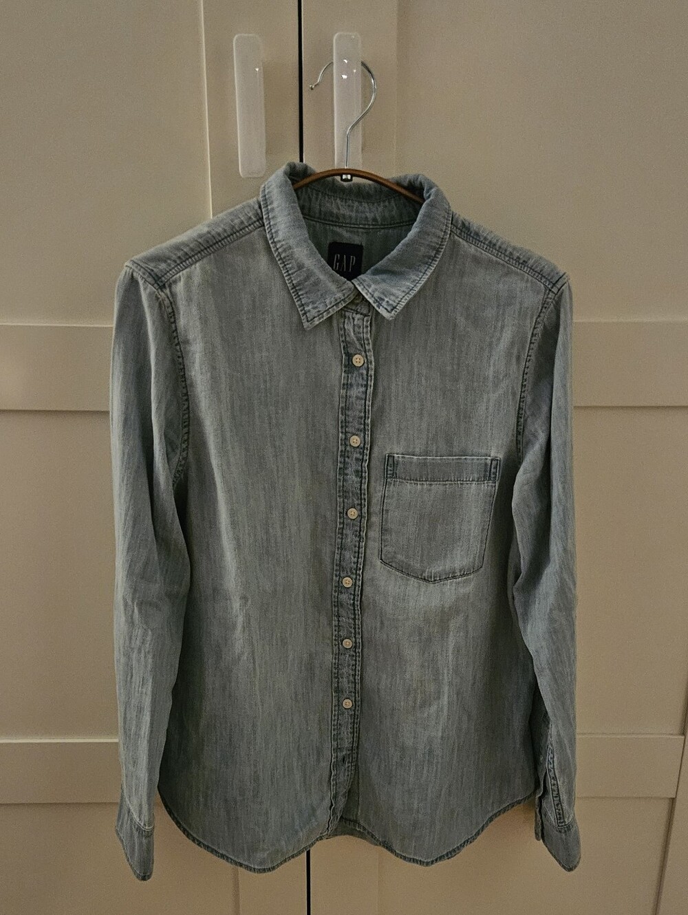 GAP Women Light Wash Denim Shirt - Light Blue